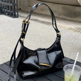 Cyflymder Retro Glossy Delicate Crossbody Bag Women High Grade Buckle Zipper One Shoulder Bags Ladies Versatile Commute Underarm Handbag