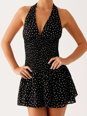 Cyflymder Elegant V-Neck Maxi Dress with Floral Print and Ruffled Hemline Women s Summer Boho Chic Sleeveless Dress