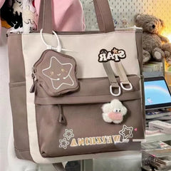 Cute Star Crossbody Bag for Girls, Handbag for Junior High School Students, Tutorial Bag, Large Capacity