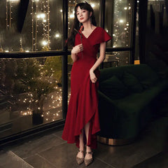 Cyflymder Spring Summer Long Luxury Designer Elegant Red Fishtail Skirt V Neck Evening Party Wedding Dresses for Women