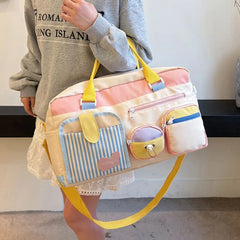 Cyflymder Kawaii Travel Duffel Bag Portable Wet Dry Separation Travel Luggage Bag Multi Pocket Durable Women's Fitness Handbag Travel