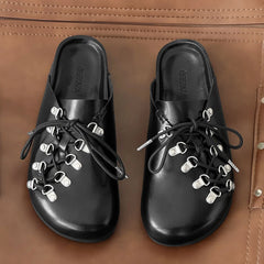 Cyflymder Unique Design Black Slide Sandals For Men Women Couple Shoes Summer Breathable Mule Slip On Casual Daily Footwear