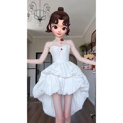 Cyflymder Irregular White Mini Dress Women Fashion Birthday Party Prom Luxury Sexy Straps Dress Summer Korean Bodycon Design Vestidos New