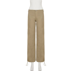 Cyflymder Women Low Waist Khaki Wide Leg Jeans Single Button Straight Baggy Denim Pants Vintage Casual Street Trousers Bottoms New 2027