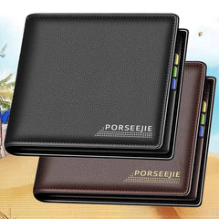 Cyflymder Men Wallet Classic Style Portable Short Male Wallet Mini Anti Theft Coin Purse PU Leather Money Bag Multi-Card Slot Card Holder