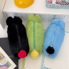 Cyflymder Creative Cute Lovely Funny Happy Animals Soft Stuffed Surface Clothes Zipper Pencil Box Pencil Case Pencil Holder Pouch Pen Bag