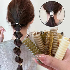 Cyflymder 5Pcs Women Ponytail Elastic Hair Bands Telephone Wire Hair Ties Scrunchies Random Color Rubber Headband Girls Hair Accessories