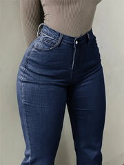 Cyflymder Spring Summer Vintage High Waist Washed Jeans Women Elastic Flared Trousers Casual Commuter Female Denim Pants Trend Streetwear