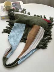 Cyflymder Tassel Bohemia Splicing Knitted Shoulder Bag Crochet Handbag Retro Woven Tote Bags For Women