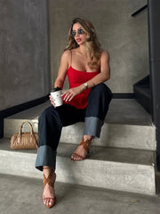 Cyflymder Thin Strap Satin Scoop Solid Neck Corset Cami Top Spring Elegant Tops Women's Tank Tops Trendy Chic Lady Camisole