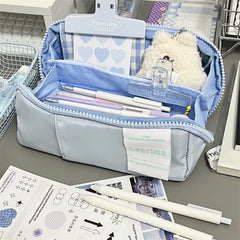 Cyflymder Large Capacity Canvas Pen Bag Kawaii Pencil Case Korean Stationery Back to School Cute Supplies Ladies Cosmetic Bag Stationery