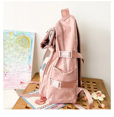 Cyflymder Transparent Vintage Pockets Students Backpacks Y2k Aesthetic Women Casual All Match Schoolbags Korean Trendy Streetwear Ita Bags