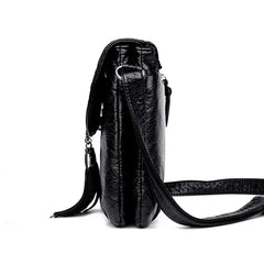 Cyflymder Casual Women Crossbody Bags with tassel Soft PU Leather Messenger Bag Female Small Bags Multiple Pockets Versatile Large capacit