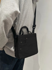 Cyflymder Casual Canvas Shoulder Bag Women's Messenger Bag Commuter Fashion Handbag Soft Foldable Pure Color Vertical Square Bag