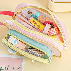 Cyflymder Gallery-Worthy Puff Pencil Case Quilted Makeup Organizer Holds 50+ Pens Kawaii Study Stationery Storage Bag Back To School