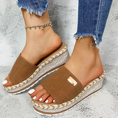 Cyflymder Women Summer Fashion Slippers Casual Wedge Slippers Breathable Thick Sole Beach Shoes Comfortable Slippers for Outdoor 547