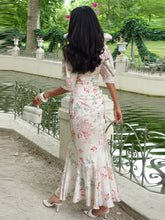 Cyflymder Deep V Short Sleeve Printed Long Dress Women Sexy Waist Cinching Hip Package Party Evening Dresses Fashion Ladies Vestido Longo