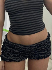 Cyflymder Women s Lace Trim Elastic Waist Pajama Shorts with Ruched Detail - Soft and Comfortable Sleepwear Bottoms for Summer Casual Wear