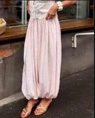 Cyflymder Women Casual Solid High Waist Pleated Balloon Long Pants Women Y2k Baggy Bloomers Solid Color High Waist Loose Fit Capris