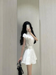 Cyflymder Summer Old Money French Ballet Core Mini Mori Dress Women Gyaru 2000s Aesthetic Retro Sleeveless Frocks Party Evening One Piece