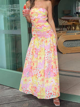 Cyflymder Women s Floral Print Maxi Dress Sleeveless V-Neck Empire Waist Summer Dress with Ruffle Hem and Adjustable Straps
