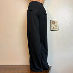 Cyflymder Irregular Waist Flared Pants Baggy Boot Cut Trousers Casual Basic All-match Streetwear Chic Fashion Outfits Women