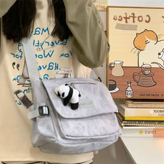 Cyflymder Retro teddy bear cute college style girl crossbody bag Japanese Ins student large capacity versatile mailman bag