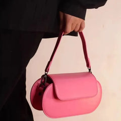 Cyflymder Korean Style Vintage Rose Red Handbag Women Versatile Casual Simple Crossbody Bag Ladies Fashion Leather Baguette Shoulder Bag