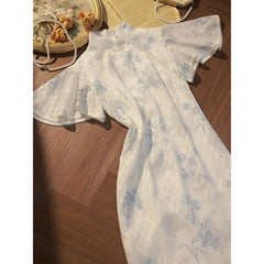 Cyflymder Chinese Style Improved Cheongsam Spring Summer New Retro Long Elegant Temperament Dress Short Sleeve Slim Qipao Dresses