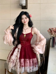 Cyflymder Vestidos De Fiesta Elegantes 2025 Temperament Chiffon Women Chiffon Ruffles Temperament Jacquard Waist Drawstring Pommel Dress