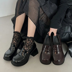 Cyflymder Platform Thick Heel Women Mary Jane Shoes Japanese Jk Uniform Lolita Chunky Shoes Elegant Women's Stripper Party Dress Pumps