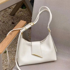 Cyflymder Retro Glossy Delicate Crossbody Bag Women High Grade Buckle Zipper One Shoulder Bags Ladies Versatile Commute Underarm Handbag