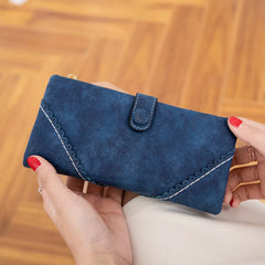 Cyflymder Men/Woman Wallet Vintage PU Leather Frosted Long Wallets Coin Pocket Billetera Hombre Man Purse Male ID Card Holder Money Bags