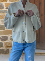 Cyflymder Women s Oversized Chunky Knit Cardigan Sweater with Shawl Collar and Button Down Front - Cozy Winter Fashion Piece