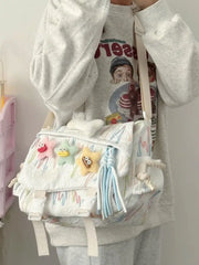 Cyflymder Stylish Backpack Large Capacity Crossbody Bag for School Commuter, Soft Girl Casual Backpack or Shoulder Bag