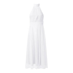 Cyflymder Women Dress For Wedding Guest Halter Neck Tie Bow Backless Long Dress High Waist Tulle Mesh Sleeveless Sexy A-Line Party Dress