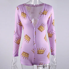 Cyflymder Spring Fall Body Rompers 2025 New Women's Long Sleeve Jumpsuits Night Clubwear V-neck Letter Print Skinny Bandage Playsuits