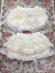 Cyflymder Japanese Harajuku Sweet Lace Mesh Pumpkin Safety Shorts Y2k Kawaii Ruffles Bloomers Women Elastic Waist Victorian Lolita Pants