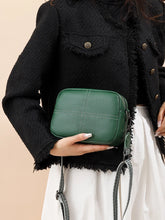 Cyflymder Small Genuine Leather Camera Crossbody Bags for Women Zip Cross Body Purses Trendy Design Handbag with Wide Strap