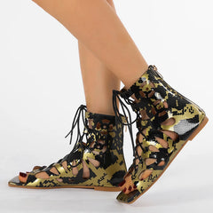 Cyflymder Summer Shoes Women Light Luxury Minimalist High-heeled Roman Sandals Lace Up Women Shoes Sandalias
