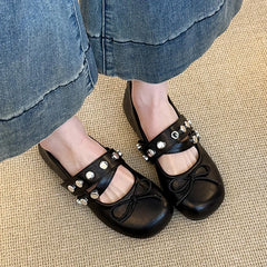 Cyflymder Bow Women's Mary Jane Shoes Flats Fashion Casual Shoes for Woman Elegant Lolita Sandals New Shallow Sport Dress Mujer Zapatillas