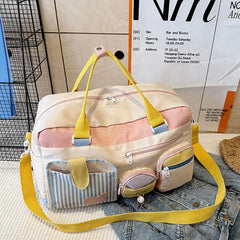 Cyflymder Kawaii Travel Duffel Bag Portable Wet Dry Separation Travel Luggage Bag Multi Pocket Durable Women's Fitness Handbag Travel