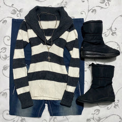 Cyflymder Women Y2K Striped Sweater Vintage Long Sleeve Knitted Pullover Grunge Aesthetic Autumn Winter Stripe Streetwear Casual Knit Top