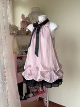 Cyflymder Sweet Pink Halter Neck Bow Vintage Dress Women Japanese Fashion Sleeveless Ruffle Bubble Lovely Dresses New Slim Elegant Clothes