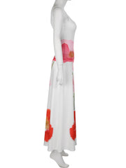 Cyflymder Holiday Floral Camis Dress Beach Style Sexy Slim Slash Neck Sleeveless Maxi Dresses For Women 2025 Summer Fashion Ladies