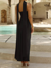 Cyflymder Elegant Off-Shoulder Maxi Dress with Ruched Bodice and Flowy Skirt Women s Formal Evening Gown for Special Occasions