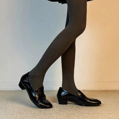 Cyflymder Leather Shoes with Thick Heels for Spring Comfortable and Versatile Le Fu Shoes for Women