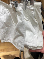 Cyflymder White Lace Trim T-Shirt Shorts Set Women Summer Lace-up Puff Sleeve Blouse+Elastic Waist Short Pants Sweet Simple 2 Piece Sets