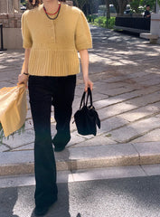 Cyflymder Chic Autumn New Sle Retro Splicing Lace Trim Soft Bubble Sve Knitted Sweater Women's Faionable Commute Loose Fit