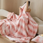Cyflymder A-Class Autumn Winter Grid Milk Velvet Blanket Thick Warm Faux Fur Throw Blanket for Office Soft Multi-Purpose Anti-Static Shawl